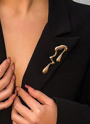 Тренд брош 🔗 капля в стилі мінімалізм 🔗 сталь абстракція сталева золотий метал
