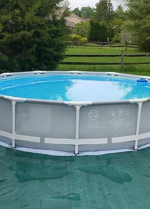 Круглый каркасный бассейн для всей семьи intex