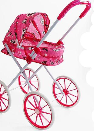 Коляска игрушечная для куклы с большими колесами, складная удобная коляска для игр tk group