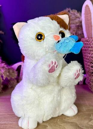 Интерактивная кошка с рыбкой, запись голоса, мяуканье, двигает головой и хвостиком