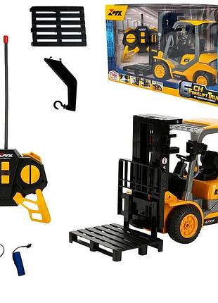 Аккумуляторный погрузчик на радиоуправлении, подъем и опускание грузов, светящиеся фары и usb-зарядным