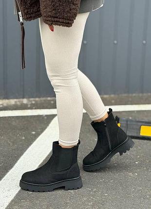 Натуральная замша и мех!!!️ женские утепленные ботинки челси