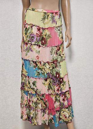 Длинная женская юбка яркая в цветочный принт, pomodoro, 14uk