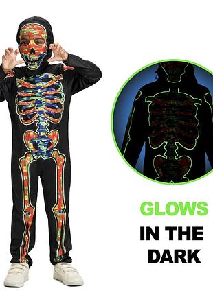 Карнавальний костюм- комбінезон скелета що світиться в темноті ikali (англія)