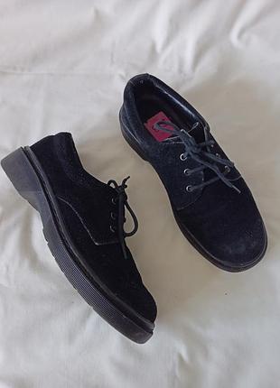 Черные замшевые туфли дерби на шнуровке topshop 37 38