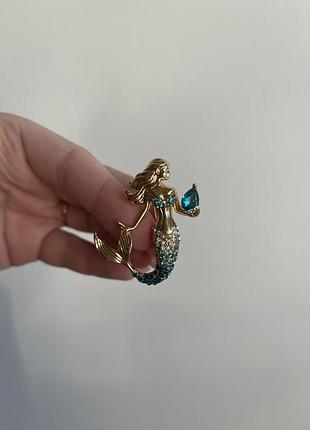 Металева брошка морська русалонька