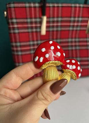 Велика металева брошка гриб мухомор 🍄