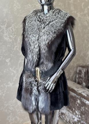 Жилет натуральный чернобурка греция