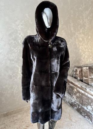 Норковая шуба с капюшоном
