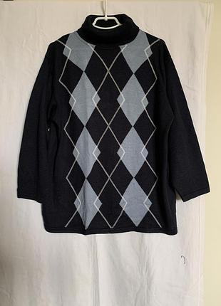 Классический свитер под горло с модным принтом "аргайл" (размер 16/44)