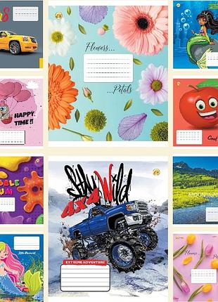 Тетрадь тетрада косая линия 12 листов микс