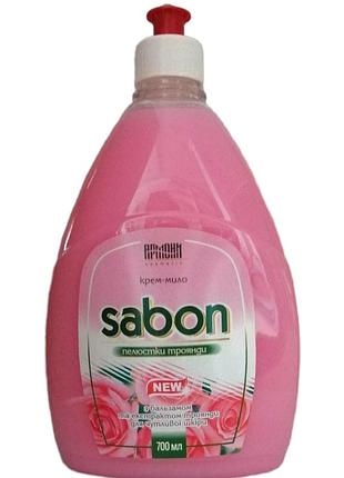 Жидкое крем-мыло армони sabon лепестки розы запаска пуш-пул 700 мл