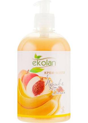 Жидкое крем-мыло ekolan персик & банан с дозатором 500 г