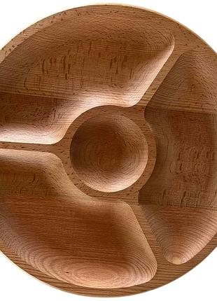 Менажница деревянная d-35 см 4 секции