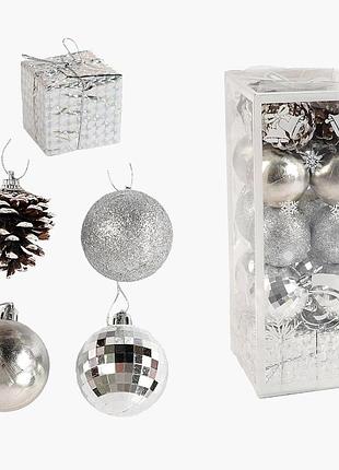 Новогодние украшения с 67367 шарик, подарки и шишки 20 шт d 5 см