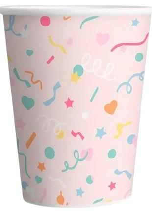 Бумажные стаканчики конфетти 250 мл 10 шт