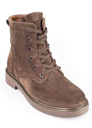 Черевики жіночі замшеві на хутрі 592695 коричневі