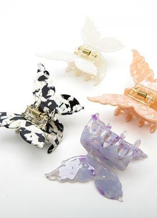 Детские заколки 6-4784 крабы пластиковые бабочка 6.2 х 7.6 см (цена за 1 шт)