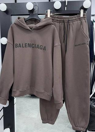 Спортивный костюм женский коричневый на флисе теплый осенний весенний зимний с капюшоном