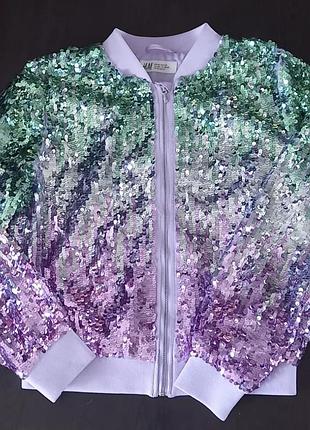 Бомбер h&m 128 в кольорову паєтку