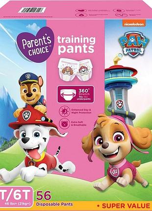 Подгузники-трусики parents choice paw patrol для девочек 7 (21+ кг) 56 шт
