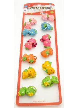 Дитячі резинки 5-4430 полуничка 2 шт 2.5 х 1.8 см