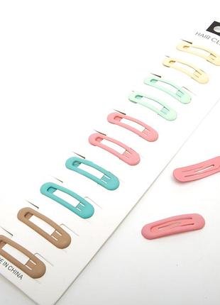 Детские заколки 6-4874 тик-таки каучук овальные цветные 4 х 1 см (цена за 1 шт)