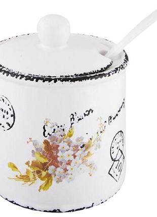 Сахарница керамическая с ложкой maestro mr-20049-09 300 мл