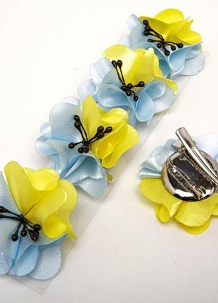 Детские заколки уточка 6-5105 цветок желто-голубой ø 5.5 см (цена за 1 шт)