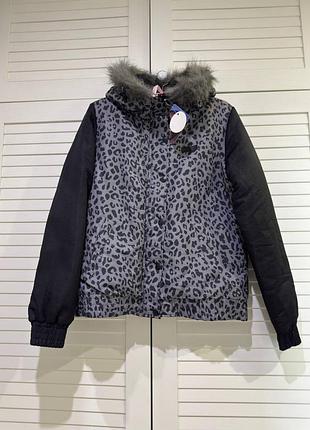 Куртка женская леопард waterproof cropp kf788-09x m-l серая с черным