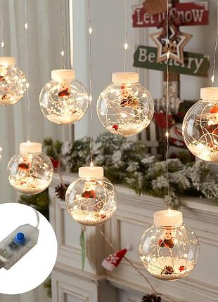 Гирлянда светодиодная штора zb-006 g usb кули с наполнением 10 шт, usb+батарейка, золото