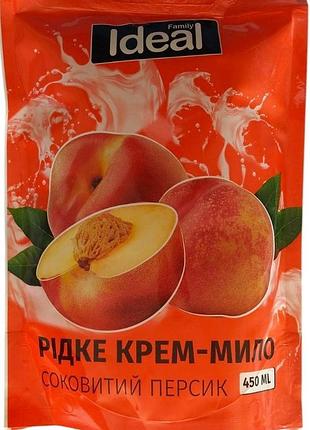 Жидкое крем-мыло family ideal сочный персик дой-пак 450 мл