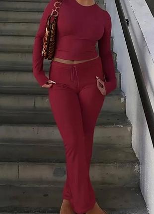 Костюм двійка жіночий червоний штани+кофта