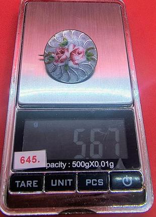 Брошь скандинавское серебро 930 проба роза цветы эмаль стерлинг - украшение аксессуар ювелирное украшение - 645