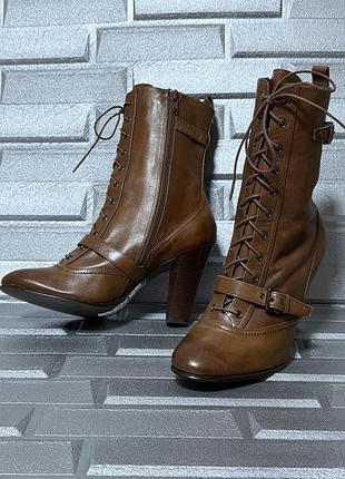 Ботинки сапоги женские 37 размер (стелька 24 см) кожаные marks &amp; spencer коричневые натуральная кожа