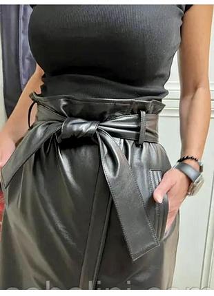 Спідниця шкіряна з розрізами розмір м міді чорна
