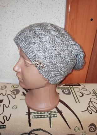 Шапка-бини женская на флисе braxton (зима), светло-коричневая