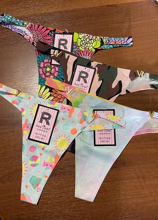 Трусики стрінги яскраві літні набір 4 шт як на фото