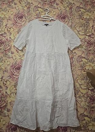 Белое длинное платье из прошвы 44р