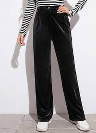 Джинсы штаны размер 46-48 / 12-14 черные бархат коттон новые широкие прямые