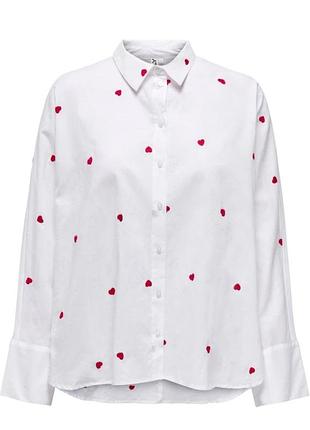 Only новая фирменная белая блуза в красные сердечки