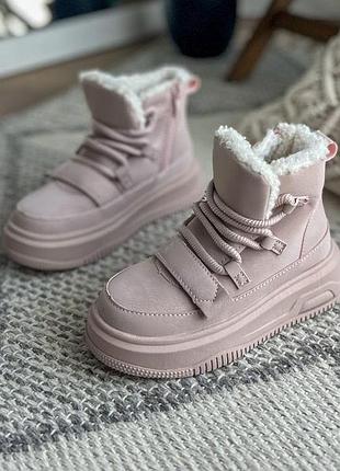 Шкіряні теплі ботінки на дівчинку