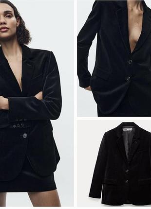 Чорний вельветовий піджак h&m