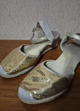 Стильные женские блестящие босоножки, эспадрильи