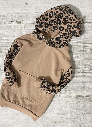 Толстовка худі для дівчинки 2-4 роки принт леопард