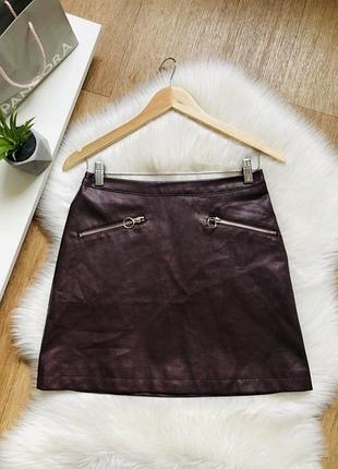 Спідниця шкіряна бордова екошкіра