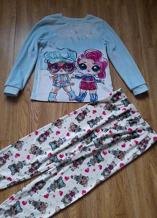 Пижама теплая велюровая лол, пижамка, george, primark, 7-8р. 122-128см. идеальное состояние.