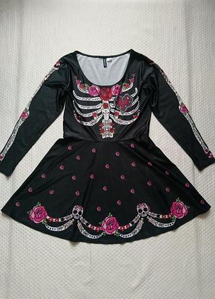 Карнавальна сукня скелет з черепами на хеллоуїн halloween l розмір