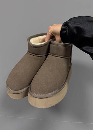 Женские угги на платформе ugg ultra mini platform cappuccino, жэнки ультра мины, угги на платформе