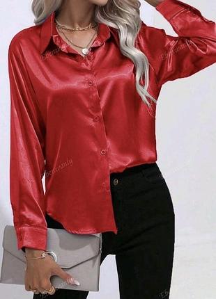 Жіноча сорочка. жіноча атласна блуза з довгим рукавом.